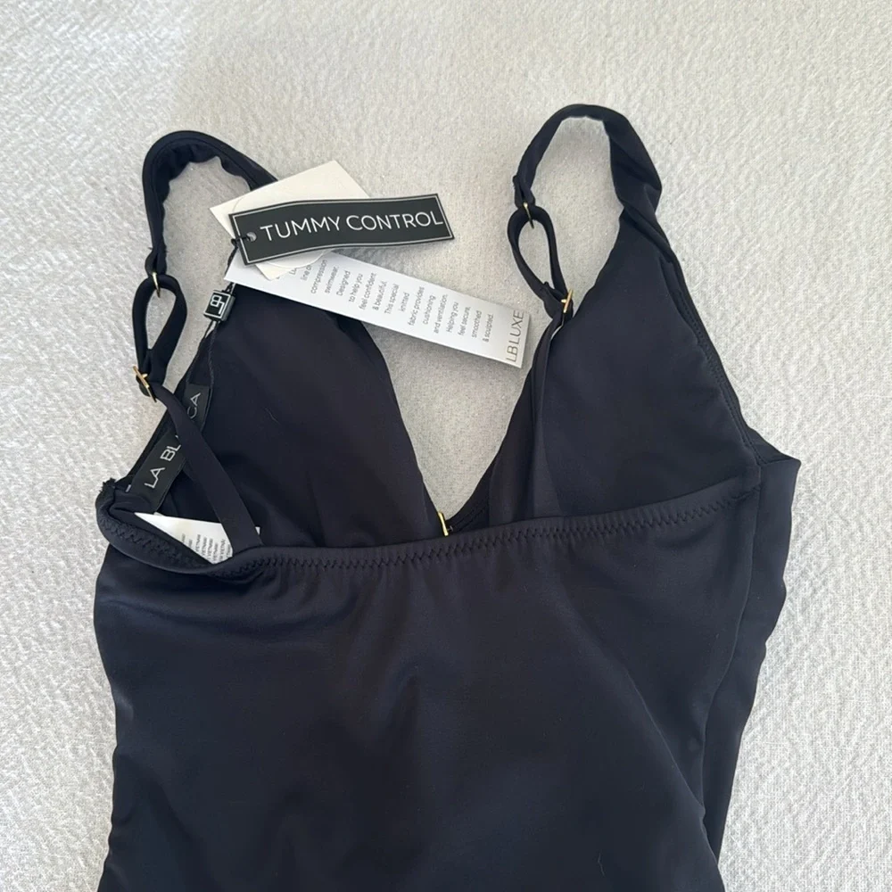 La Blanca Luxe Plunge Keyhole One-Piece Swimsuit, Size 4, Brand new, $165